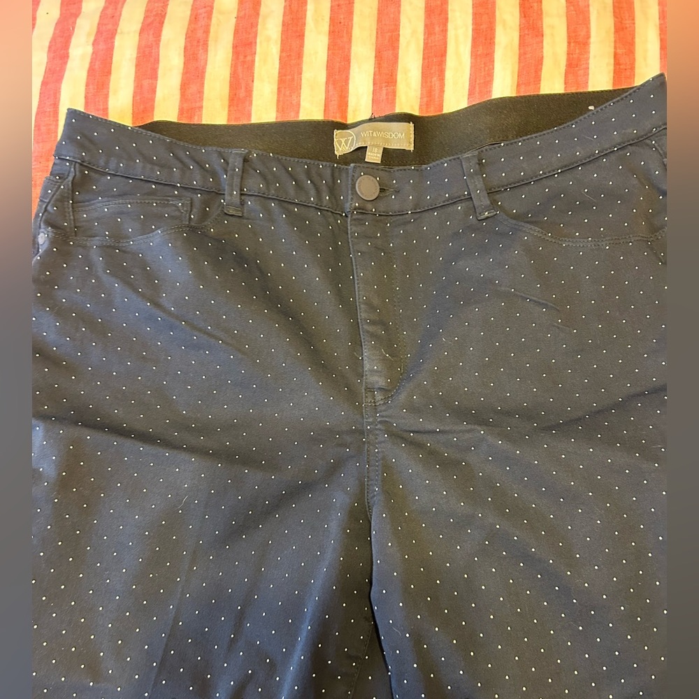 Navy blue polka dot pants